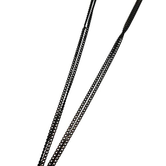 INC International Concepts Black & Gold Chain Necklace w/ Gemstones & Fringe NWT - Picture 4 of 9